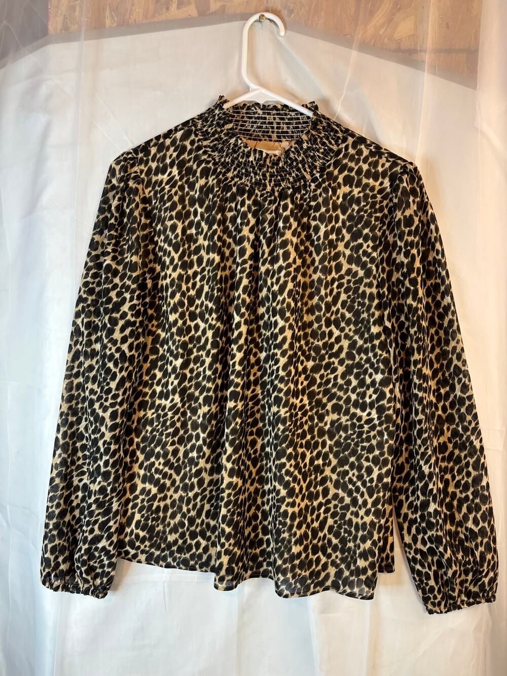 J.Crew Mock Neck Long Sleeve Leopard Print Top Size Small